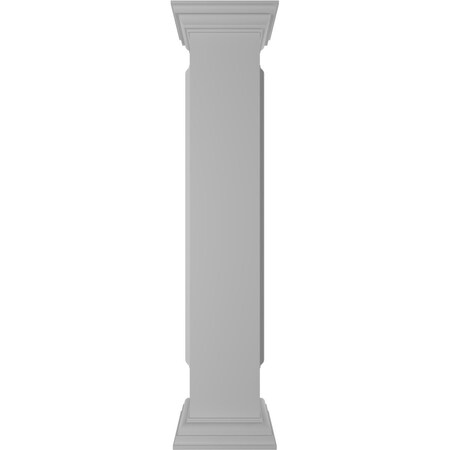 8W X 48H Straight Newel Post With Panel, Flat Capital & Base Trim (Installation Kit Included)